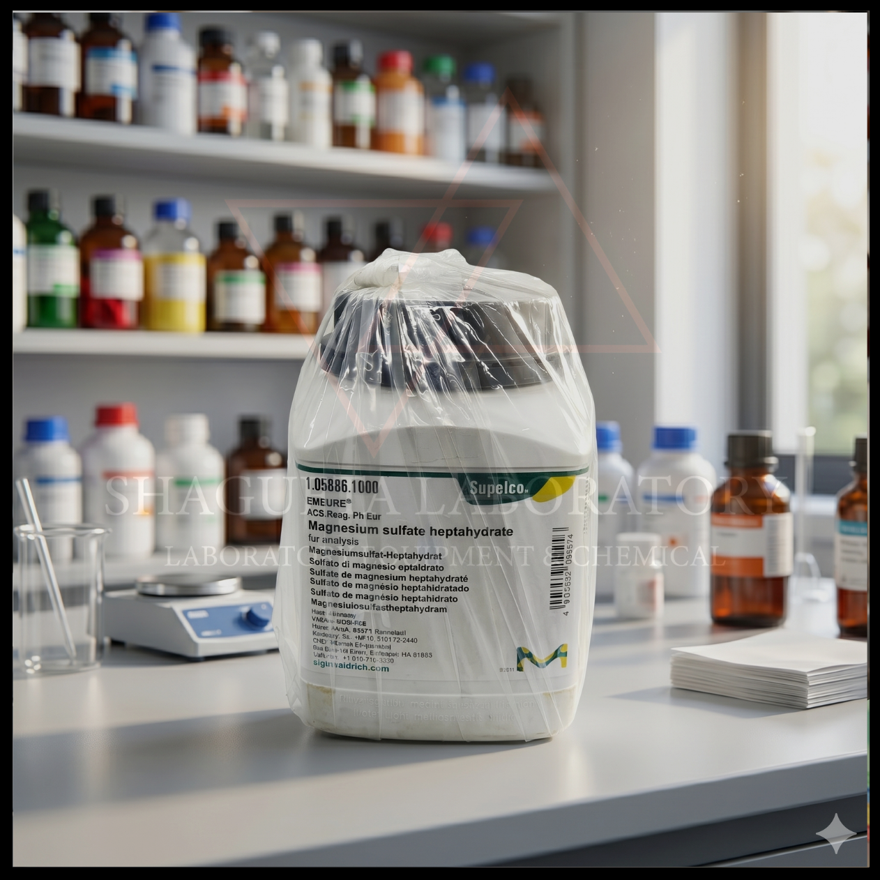 Magnesium Sulfate Heptahydrate EMSURE® ACS Reag. Ph Eur merupakan reagen laboratorium analytical grade berkualitas tinggi untuk kebutuhan analisis, quality control, penelitian, pendidikan, dan aplikasi industri. Cocok digunakan pada laboratorium profesional dengan standar akurasi tinggi.