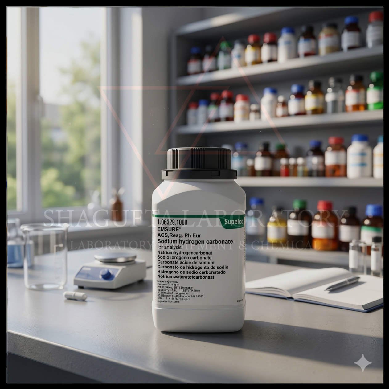 Sodium Hydrogen Carbonate EMSURE® ACS Reag. Ph Eur Supelco merupakan reagen laboratorium analytical grade berkualitas tinggi untuk kebutuhan analisis, quality control (QC), penelitian, preparasi buffer, pendidikan, dan aplikasi industri laboratorium profesional.