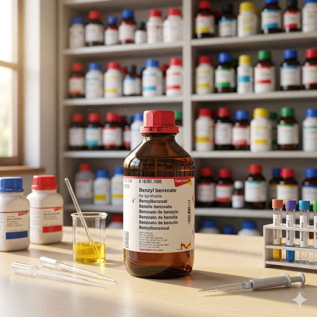 Benzyl Benzoate for Synthesis merupakan bahan kimia laboratory grade berkualitas tinggi untuk kebutuhan sintesis organik, formulasi, penelitian, quality control, dan aplikasi industri. Cocok digunakan pada laboratorium kimia, penelitian farmasi, pendidikan, kosmetik, dan industri manufaktur.