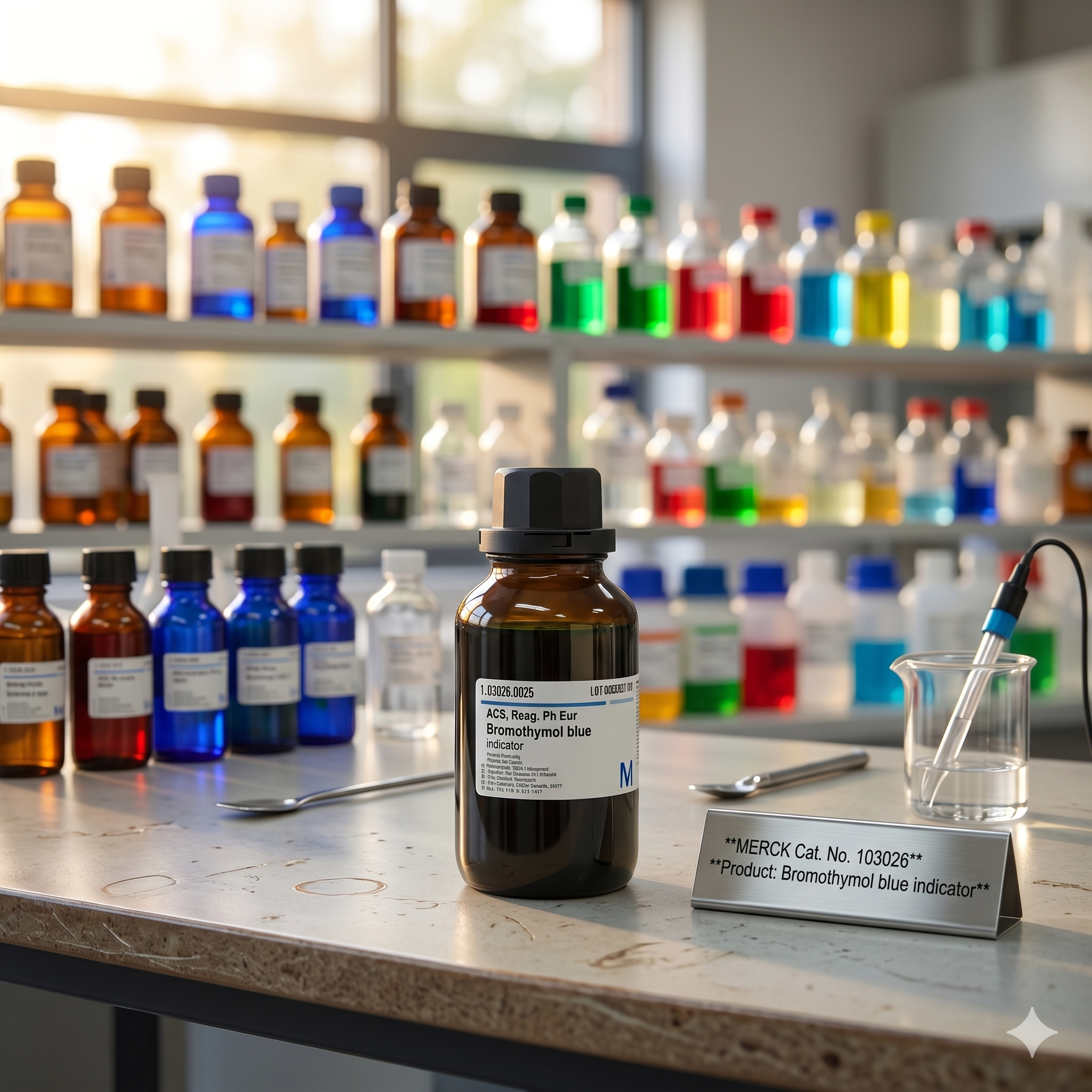 BBromothymol Blue Indicator ACS Reag. Ph Eur Merck 1.03026 1GR – Indikator pH Laboratorium Berkualitas Tinggi (REPACK)