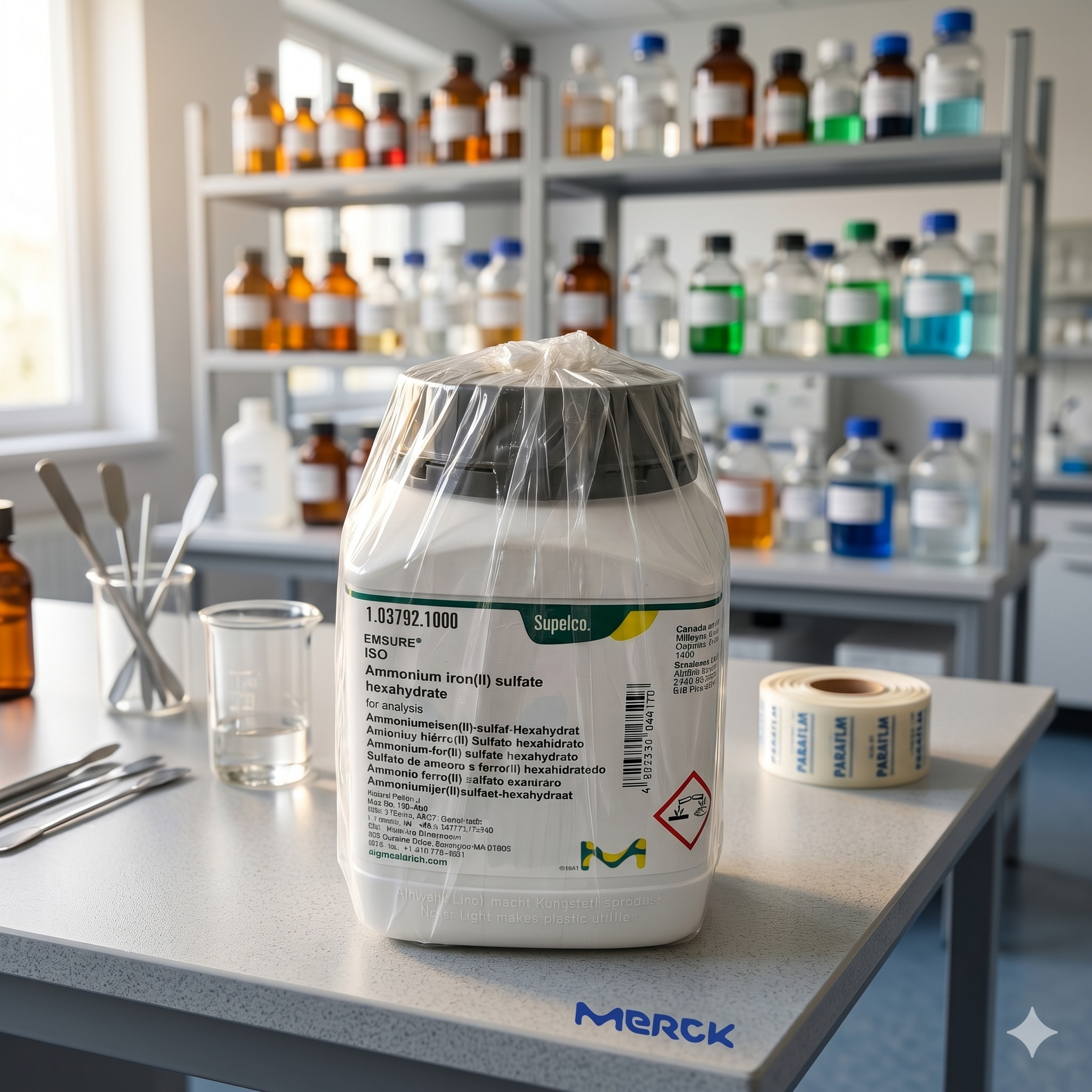 Ammonium Iron(II) Sulfate Hexahydrate for Analysis – merck Supelco EMSURE 1.03792 1GR (REPACK)