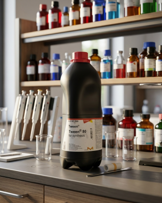 Tween® 80 for Synthesis atau Polysorbate 80 merupakan surfaktan dan emulsifier laboratory grade berkualitas tinggi untuk kebutuhan sintesis, penelitian, formulasi, quality control, pendidikan, dan aplikasi industri. Cocok digunakan pada laboratorium kimia, farmasi, kosmetik, dan penelitian.