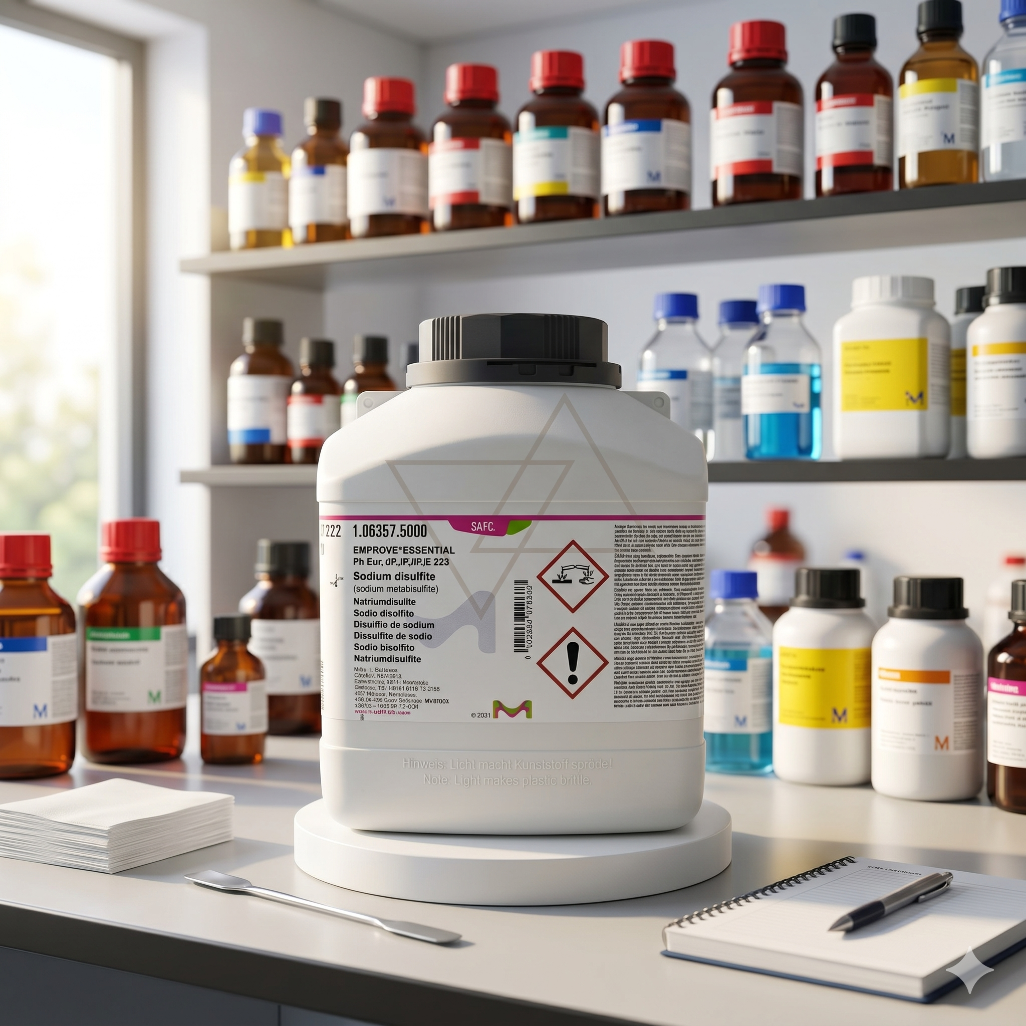 Sodium Disulfite EMPROVEĀ® ESSENTIAL SAFC merupakan bahan kimia pharmaceutical dan laboratory grade berkualitas tinggi untuk kebutuhan industri farmasi, laboratorium QC, penelitian, pengolahan makanan, dan aplikasi industri profesional.