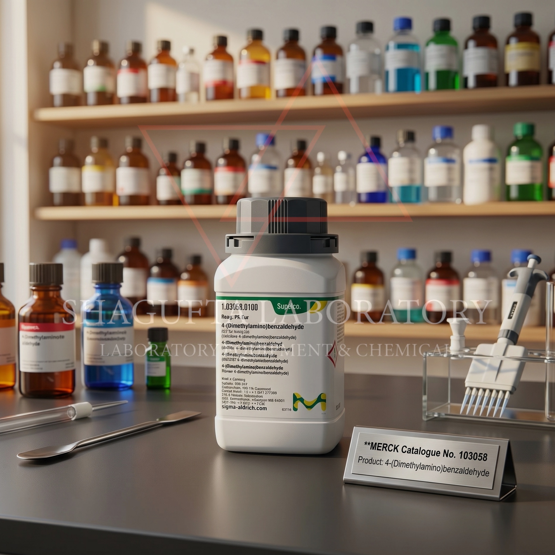 4-(Dimethylamino) Benzaldehyde GR Reag. Ph Eur Supelco Merck 1.03058 adalah reagen analitik laboratorium berkualitas tinggi untuk penelitian, sintesis organik, quality control, dan aplikasi laboratorium profesional. Produk original Merck Supelco dengan kemurnian tinggi dan performa stabil untuk kebutuhan analisis modern.