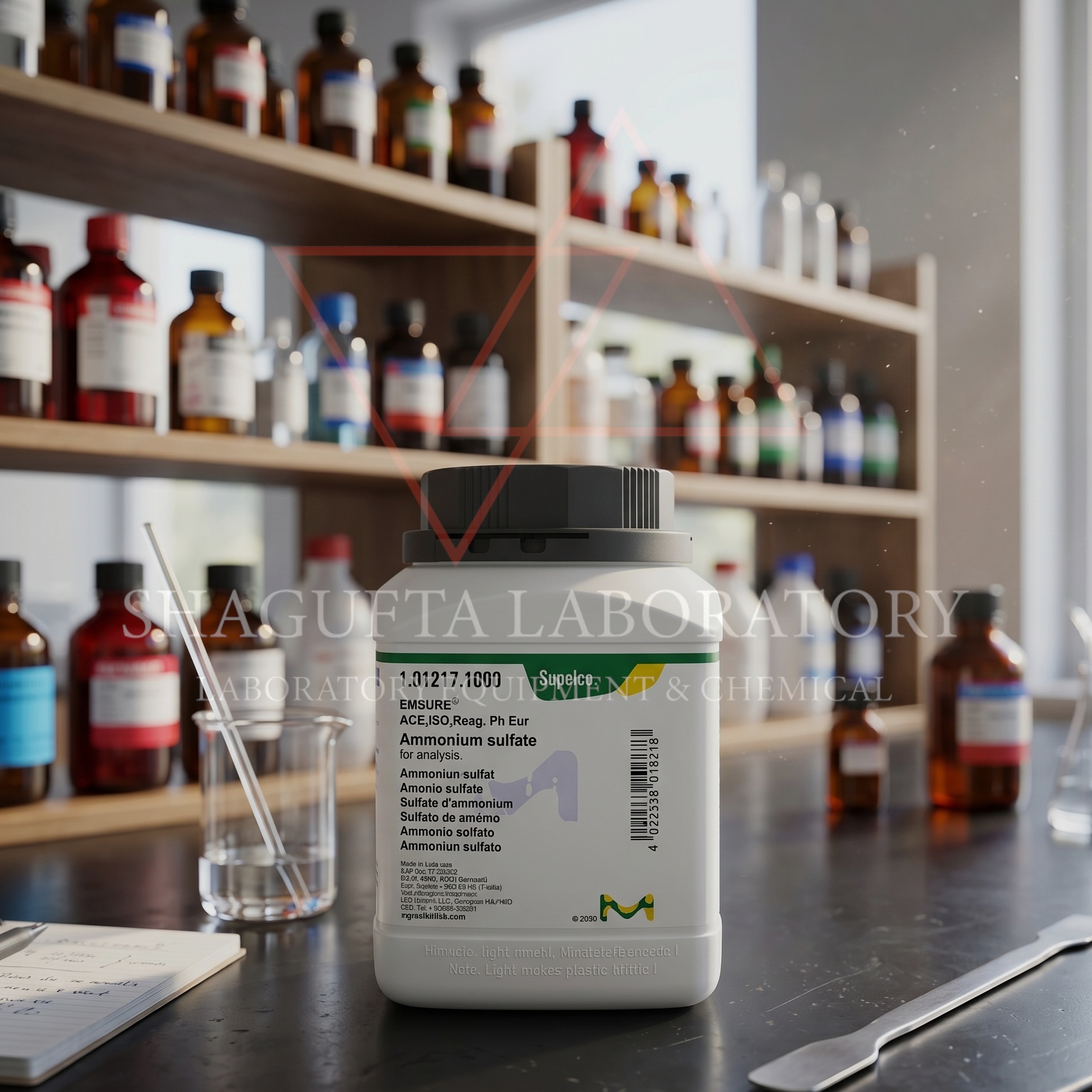 Ammonium Sulfate EMSURE ACS ISO Reag. Ph Eur Supelco Merck merupakan bahan kimia laboratorium berkualitas tinggi untuk kebutuhan analisis, quality control, penelitian, pendidikan, dan aplikasi industri. Memiliki kemurnian tinggi dan cocok digunakan sebagai reagen analitik laboratorium profesional.