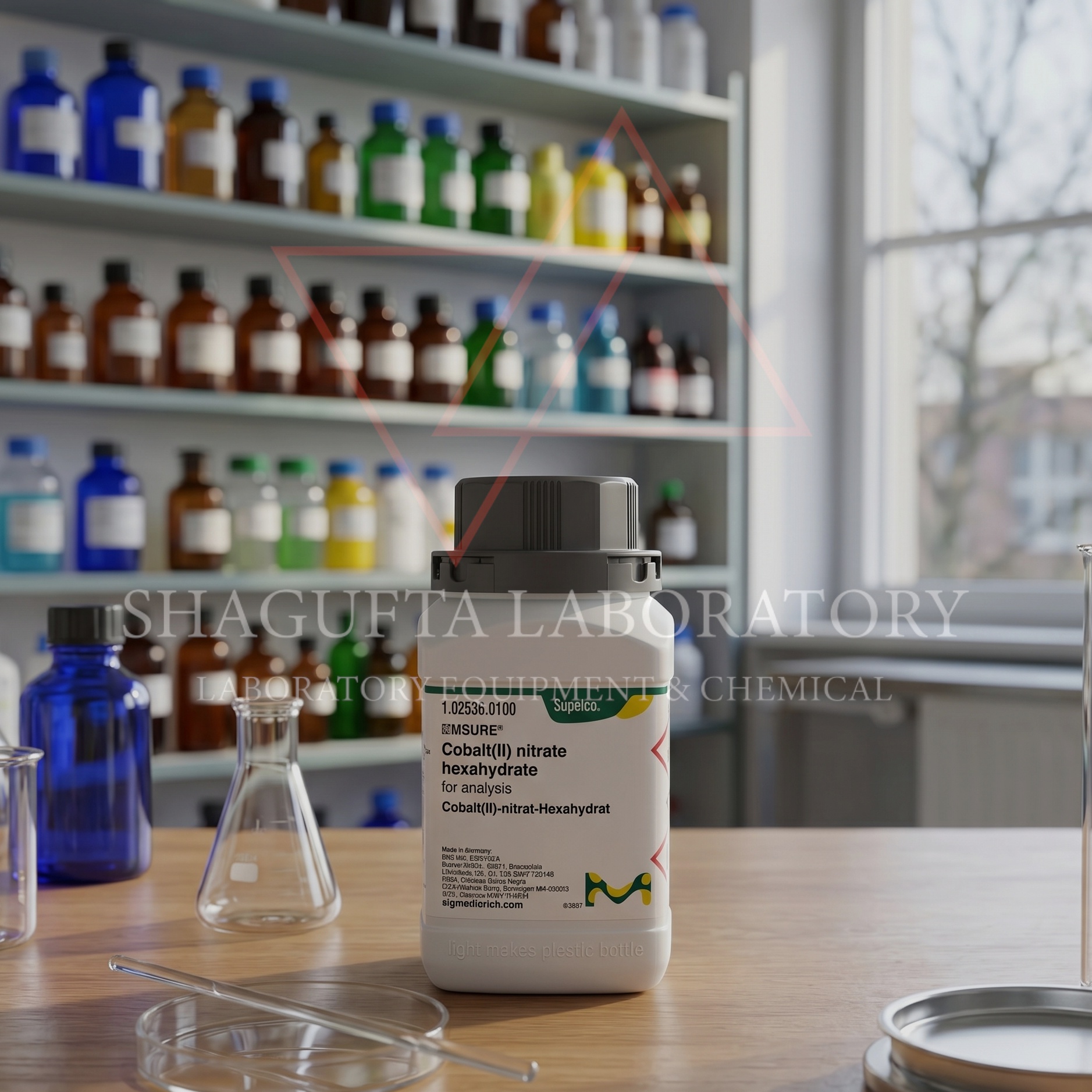 Cobalt(II) Nitrate Hexahydrate EMSURE® dari Supelco Merck untuk analisis laboratorium, penelitian, quality control, dan kebutuhan industri. Reagen analytical grade berkualitas tinggi dengan kemurnian optimal untuk hasil pengujian yang akurat dan konsisten.