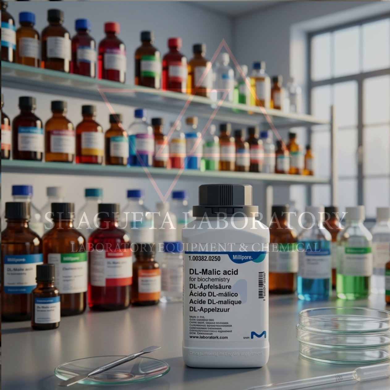 Merck EMSURE® 100382 DL-Malic Acid 250 g Grade ACS, ISO, Reag. Ph Eur – Asam DL-Malat / DL-Malic Acid / DL-Hydroxysuccinic Acid / Racemic Malic Acid