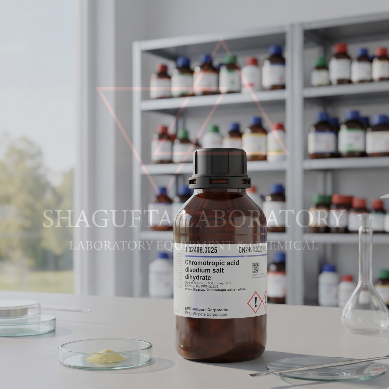 Chromotropic Acid Sodium Salt Dihydrate 25GR 102498 Grade ACS Reag. Ph. Eur. – Chromotropic Acid Disodium Salt Dihydrate / Disodium Chromotropate / C₁₀H₆Na₂O₈S₂·2H₂O | SHAGUFTA LABORATORY