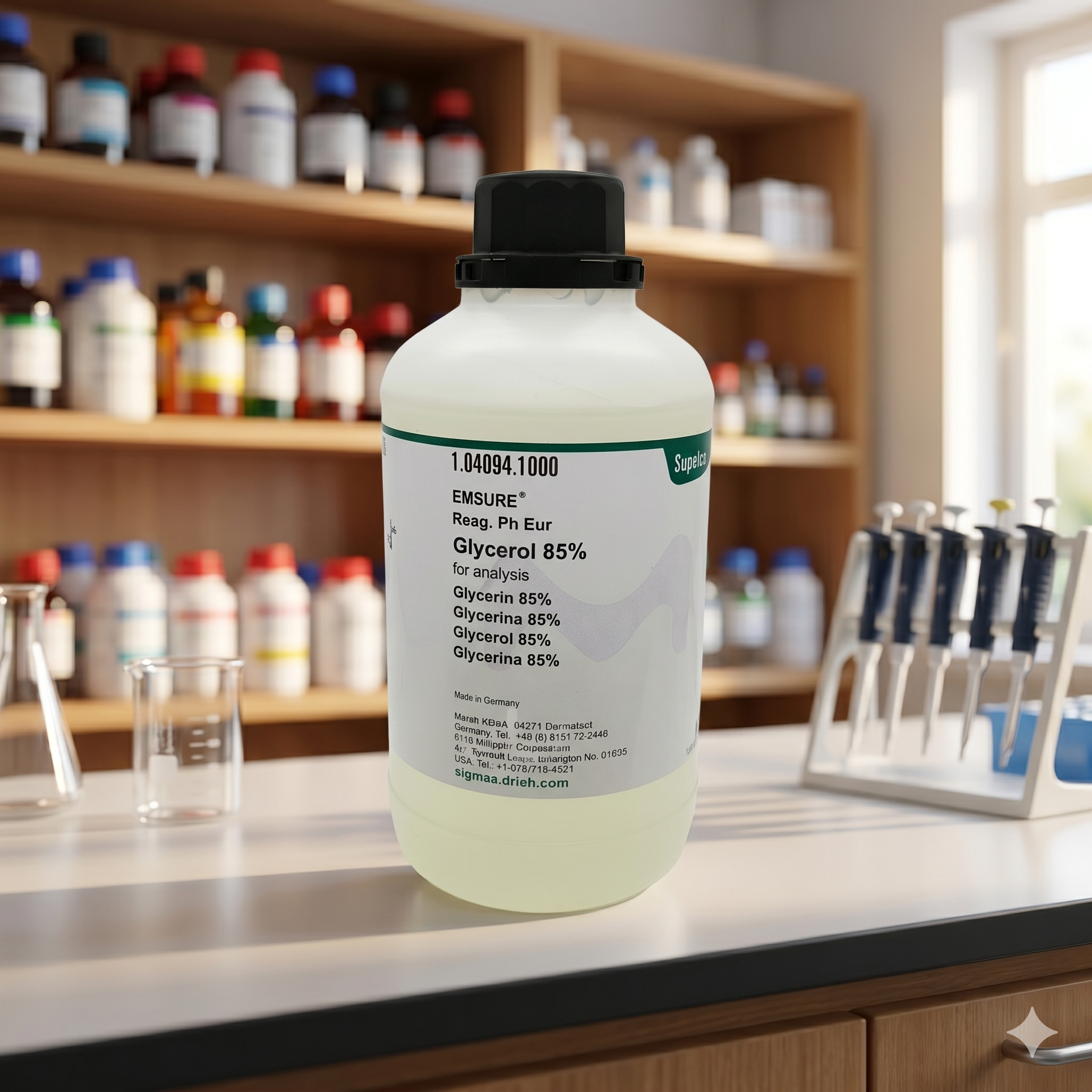 Glycerol 85% EMSURE® Reag. Ph Eur 1L Merck 104094 – Glycerin 85% untuk Analisis Laboratorium