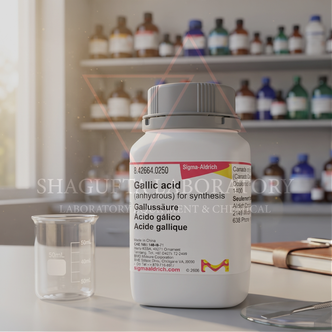 Merck 842649 Gallic Acid (Anhydrous) 5gr Grade for Synthesis – Asam Galat Anhidrat / 3,4,5-Trihydroxybenzoic Acid (C₇H₆O₅) (REPACK)