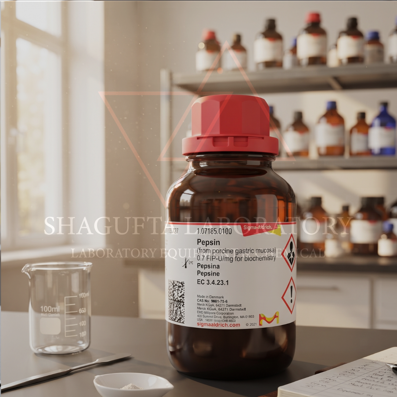 Merck For Biochemistry 107185 – Pepsin Enzyme 100gr | Pepsin from Porcine Gastric Mucosa | EC 3.4.23.1 | Protease Enzyme