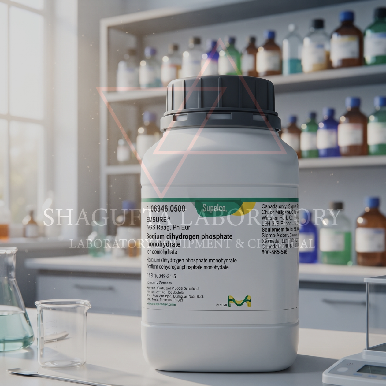 Merck Sodium Dihydrogen Phosphate 106340 EMSURE® Grade for Analysis 500GR – Sodium Dihydrogen Phosphate / Natrium Dihidrogen Fosfat / Monosodium Phosphate / Sodium Phosphate Monobasic / Monobasic Sodium Phosphate / NaH₂PO₄
